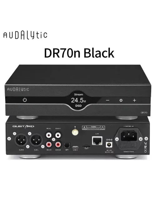 AUDALYTIC DR70N - Asztali R2R DAC és streamer DLNA AirPlay Roon 32bit 768kHz DSD512 - Fekete