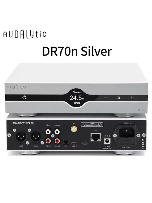 AUDALYTIC DR70N - Asztali R2R DAC és streamer DLNA AirPlay Roon 32bit 768kHz DSD512 - Ezüst