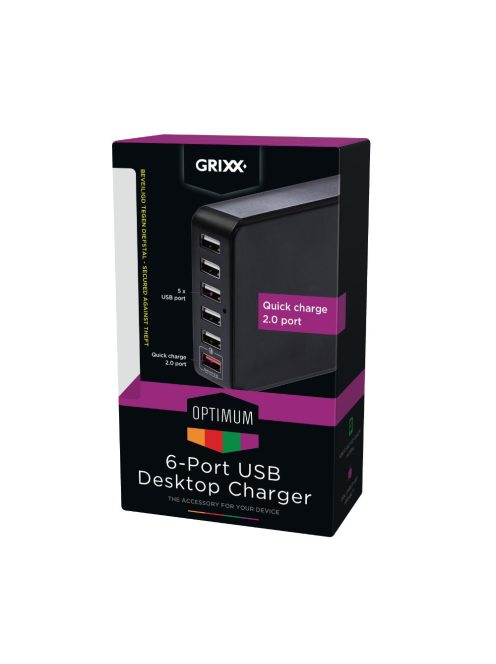 GRIXX OPTIMUM UNIVERSAL DESKTOP CHARGER  - Hálózati töltő 6 USB aljzattal