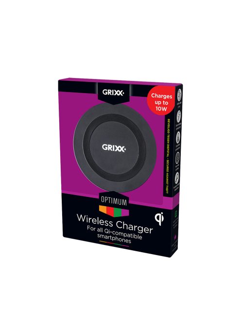 GRIXX OPTIMUM WIRELESS CHARGER - Vezetéknélküli asztali 5W 10W gyorstöltő fekete