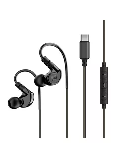   MEE AUDIO M6-USB G2 - Memória kábeles sport fülhallgató Type-C csatlakozóval - Fekete