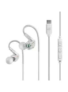   MEE AUDIO M6-USB G2 - Memória kábeles sport fülhallgató Type-C csatlakozóval - Színtelen