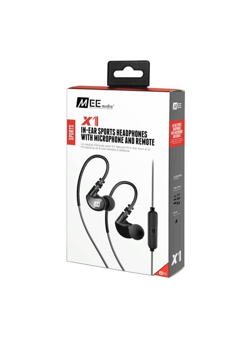 MEE AUDIO X1 -Sport fülhallgató mikrofonnal és távirányítóval IPX5 vízvédettséggel - Fekete-Szürke