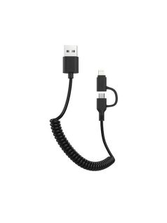 AWEI CL-53 - 2 az 1-ben USB - micro USB / Lightning, csavart, 1M - Fekete