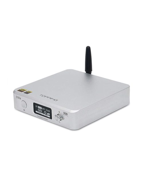 TOPPING D50S - Prémium minőségű asztali DAC 32bit 768KHz DSD512 - Ezüst