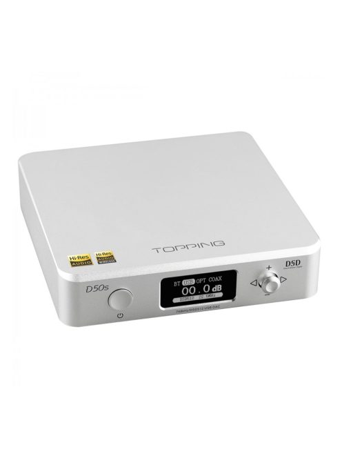 TOPPING D50S - Prémium minőségű asztali DAC 32bit 768KHz DSD512 - Ezüst