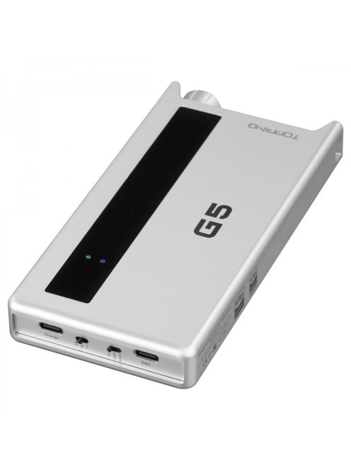 TOPPING G5 - Hordozható DAC és NFCA fejhallgató erősítő 32bit 768kHz DSD512 aptX HD LDAC - Ezüst