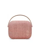 VIFA HELSINKI - Hordozható premium bluetooth sztereó hangszóró valódi bőr hordszíjjal, "KVADRAT" textilborítással - Pasztell Rózsa - DEMO