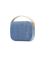 VIFA HELSINKI - Hordozható premium bluetooth sztereó hangszóró valódi bőr hordszíjjal, "KVADRAT" textilborítással - Akvamarinkék