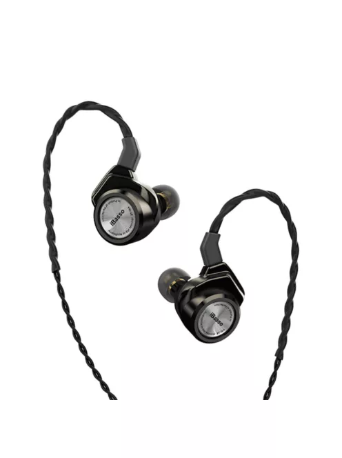 IBASSO 3T-154 - Egy dinamikus meghajtós In-ear monitor fülhallgató 2-pin ezüstözött réz kábellel - Fekete