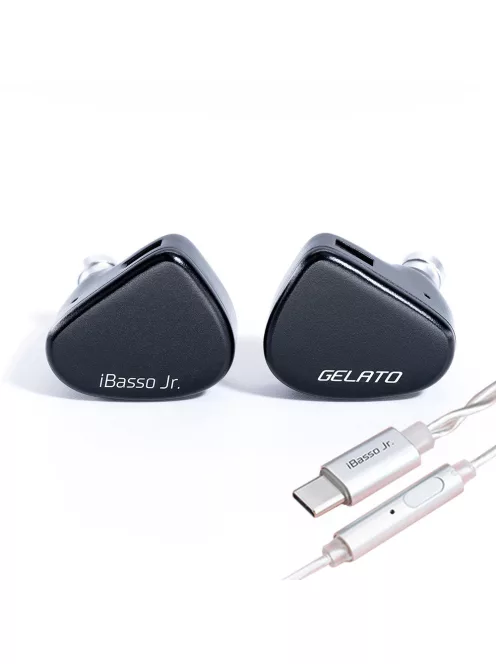 IBASSO JR GELATO DSP - Egy dinamikus meghajtós In-ear monitor fülhallgató USB Type-C-s mikrofonos ezüstözött réz 2-Pin kábellel - Fekete
