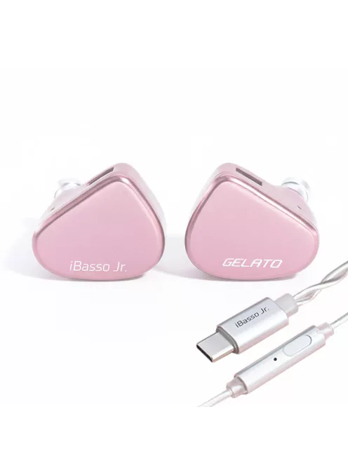 IBASSO JR GELATO DSP - Egy dinamikus meghajtós In-ear monitor fülhallgató USB Type-C-s mikrofonos ezüstözött réz 2-Pin kábellel - Pink