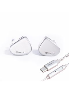   IBASSO JR GELATO DSP - Egy dinamikus meghajtós In-ear monitor fülhallgató USB Type-C-s mikrofonos ezüstözött réz 2-Pin kábellel - Ezüst