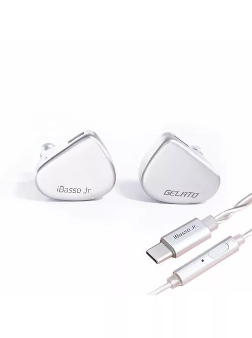 IBASSO JR GELATO DSP - Egy dinamikus meghajtós In-ear monitor fülhallgató USB Type-C-s mikrofonos ezüstözött réz 2-Pin kábellel - Ezüst