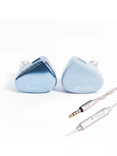   IBASSO JR GELATO MIC - Egy dinamikus meghajtós In-ear monitor fülhallgató 3.5 mm-es mikrofonos ezüstözött réz 2-Pin kábellel - Kék