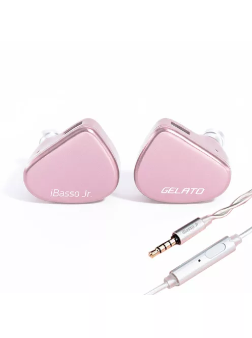 IBASSO JR GELATO MIC - Egy dinamikus meghajtós In-ear monitor fülhallgató 3.5 mm-es mikrofonos ezüstözött réz 2-Pin kábellel - Pink