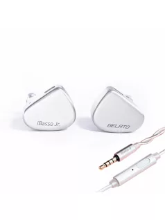   IBASSO JR GELATO MIC - Egy dinamikus meghajtós In-ear monitor fülhallgató 3.5 mm-es mikrofonos ezüstözött réz 2-Pin kábellel - Ezüst