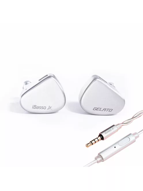 IBASSO JR GELATO MIC - Egy dinamikus meghajtós In-ear monitor fülhallgató 3.5 mm-es mikrofonos ezüstözött réz 2-Pin kábellel - Ezüst