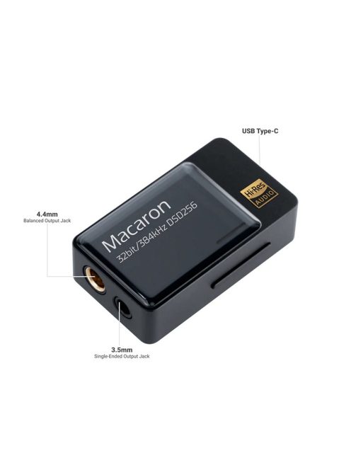 IBASSO JR MACARON - Hordozható DAC és fejhallgató erősítő 32bit 384kHz DSD256 - Fekete