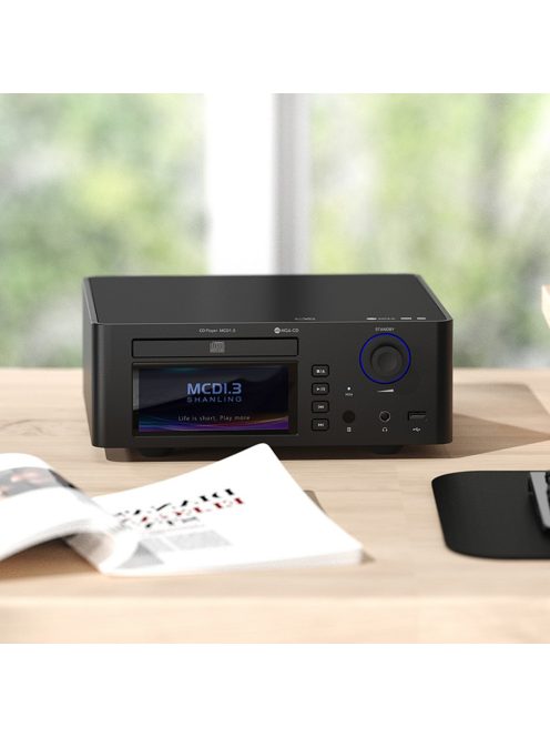 SHANLING MCD1.3 - Asztali CD lejátszó DAC fejhallgató erősítéssel és Streamer WiFi Bluetooth 5 aptX HD LDAC MQA-CD 32bit 768kHz DSD512 - Fekete