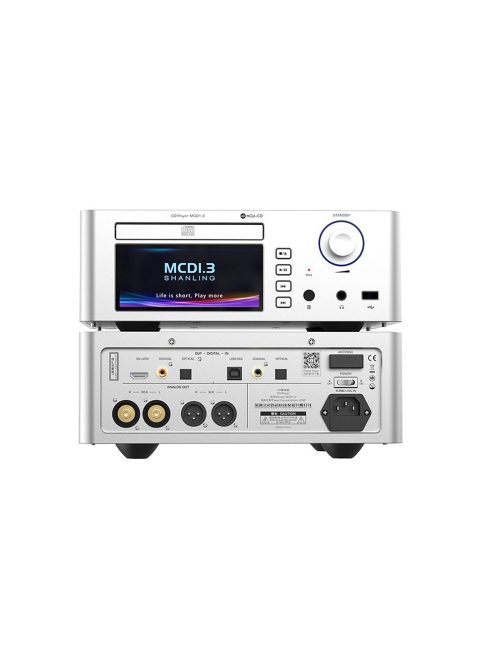 SHANLING MCD1.3 - Asztali CD lejátszó DAC fejhallgató erősítéssel és Streamer WiFi Bluetooth 5 aptX HD LDAC MQA-CD 32bit 768kHz DSD512 - Ezüst