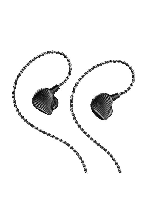 SHANLING ME600 - Kettő dinamikus és három BA meghajtós In-ear monitor fülhallgató ezüstözött réz MMCX kábellel - Fekete