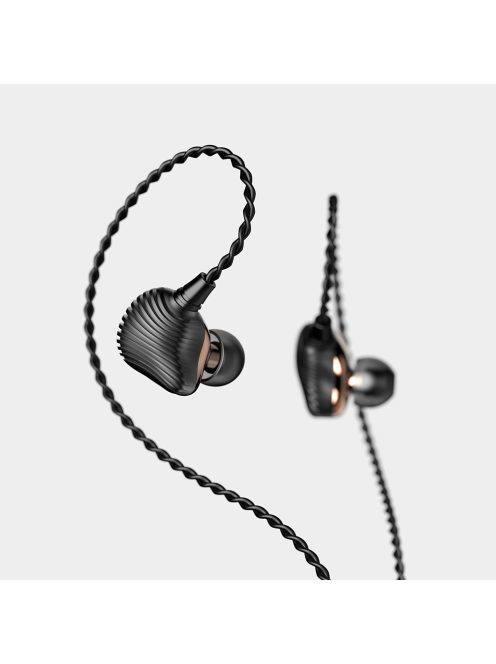 SHANLING ME600 - Kettő dinamikus és három BA meghajtós In-ear monitor fülhallgató ezüstözött réz MMCX kábellel - Fekete