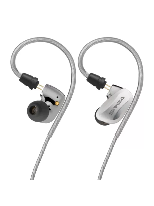 SIVGA AUDIO SM100 - Kettő dinamikus meghajtós in-ear fülhallgató mikrofonnal és ezüstözött cserélhető 2-pin kábellel