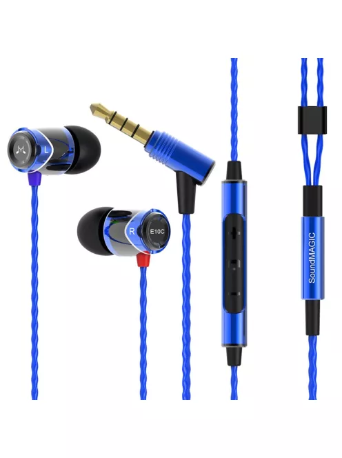 SOUNDMAGIC E10C - Különleges minőségű, díjnyertes vezetékes fülhallgató mikrofonnal - Kék