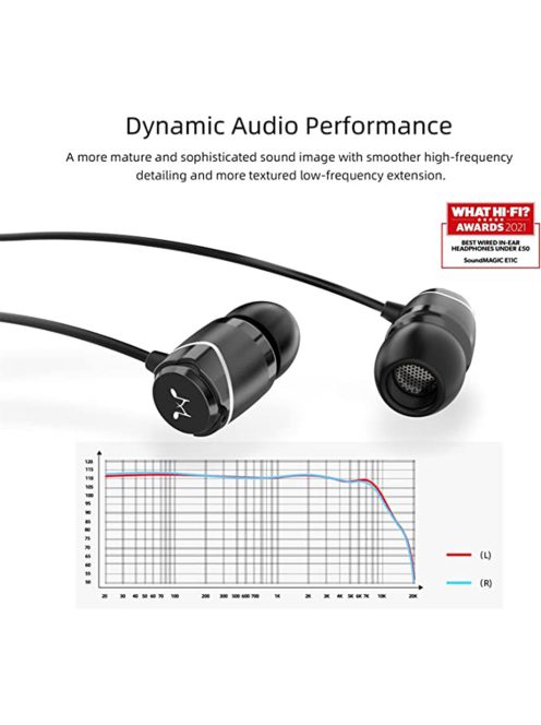 SOUNDMAGIC E11C - Díjnyertes, precíz hangzású audiofil fülhallgató mikrofonnal - Fekete