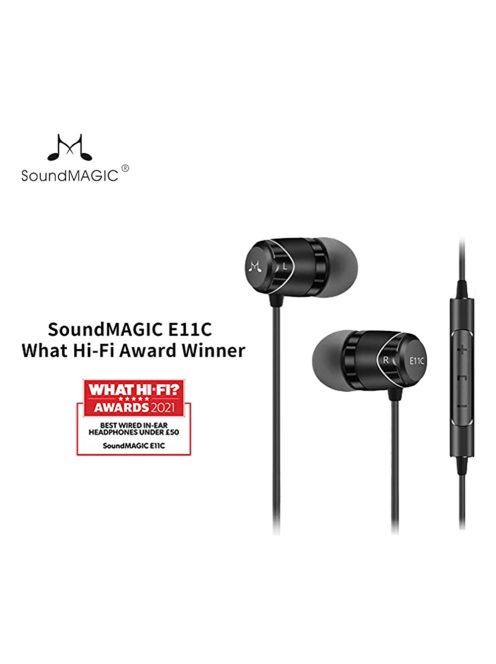 SOUNDMAGIC E11C - Díjnyertes, precíz hangzású audiofil fülhallgató mikrofonnal - Fekete