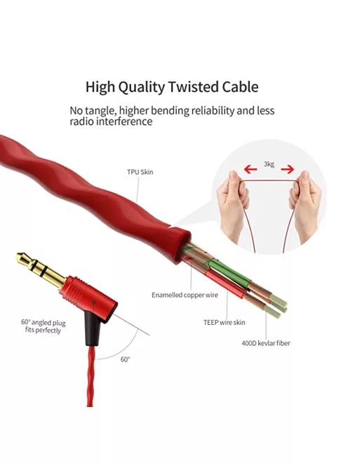 SOUNDMAGIC E80 - Csúcsminőségű Hi-Fi stereo fülhallgató - Piros