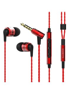   SOUNDMAGIC E80C - Csúcsminőségű Hi-Fi sztereo fülhallgató mikrofonnal - Piros