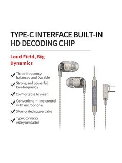   SOUNDMAGIC E80D - Egy dinamikus meghajtós In-ear fülhallgató Type-C csatlakozóval - Gunmetal