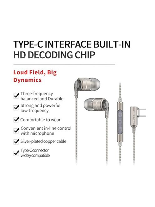 SOUNDMAGIC E80D - Egy dinamikus meghajtós In-ear fülhallgató Type-C csatlakozóval - Gunmetal