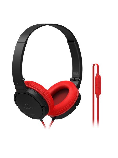 SOUNDMAGIC P11S - Ultrakönnyű sztereó mikrofonos vezetékes fejhallgató - Fekete-Piros