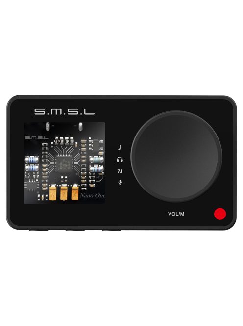 SMSL Nano One - Gaming USB DAC, külső hangkártya és fejhallgató erősítő virtuális 7.1 surround DSP zajszűrős mikrofon bemenettel - Fekete