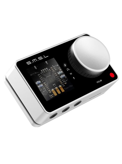 SMSL Nano One - Gaming USB DAC, külső hangkártya és fejhallgató erősítő virtuális 7.1 surround DSP zajszűrős mikrofon bemenettel - Ezüst