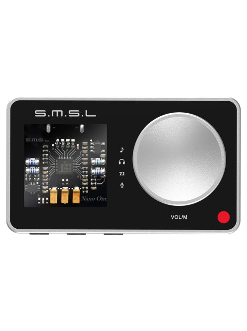 SMSL Nano One - Gaming USB DAC, külső hangkártya és fejhallgató erősítő virtuális 7.1 surround DSP zajszűrős mikrofon bemenettel - Ezüst