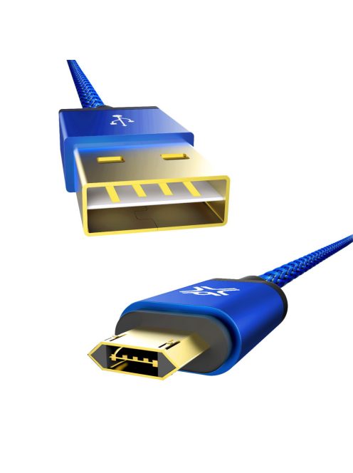 XtremeMac TPU szövet borítású microUSB kábel megfordítható microUSB/USB fejjel Kék