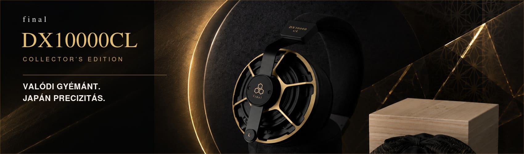 Final DX10000CL Collector’s Edition fekete-arany High-End fejhallgató fadobozzal és tasakkal