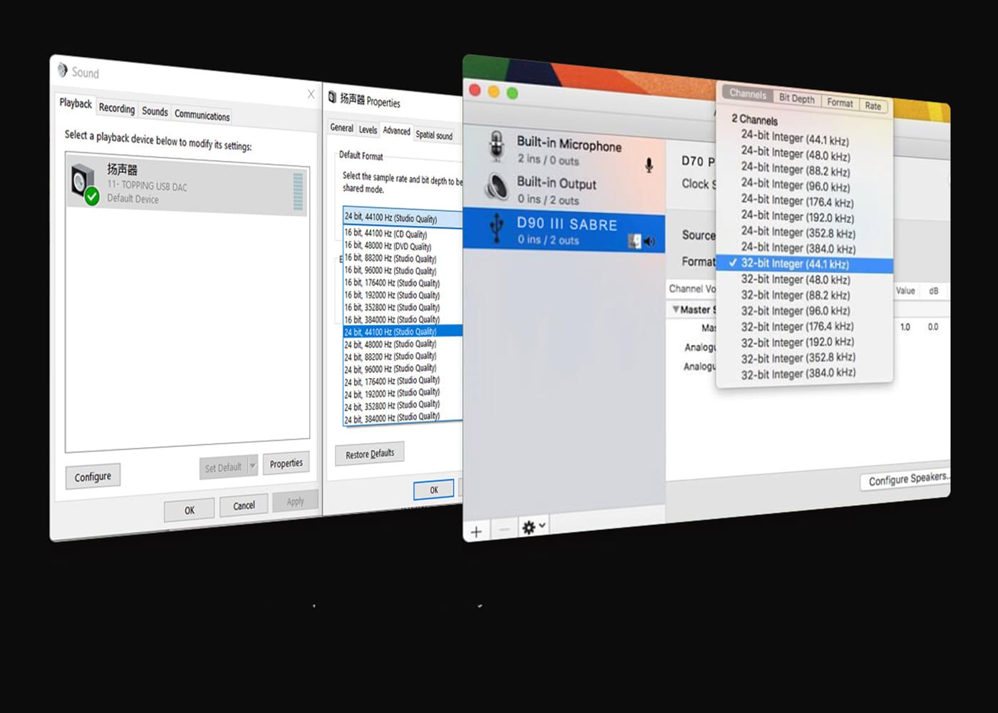 TOPPING Centaurus USB kapcsolat és Windows beállítás